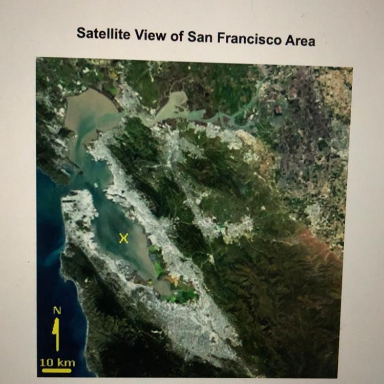 The Satellite Image Above Shows The San Francisco Area Along The West Coast. What Feature Is Marked By