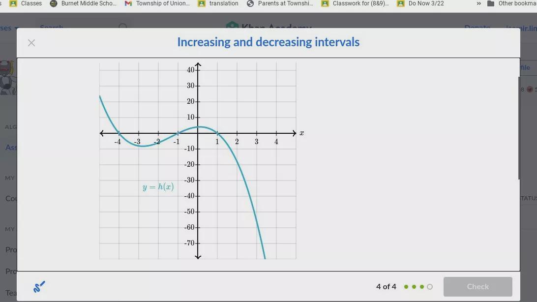 Select All Intervals Where H Is Increasing A:-5