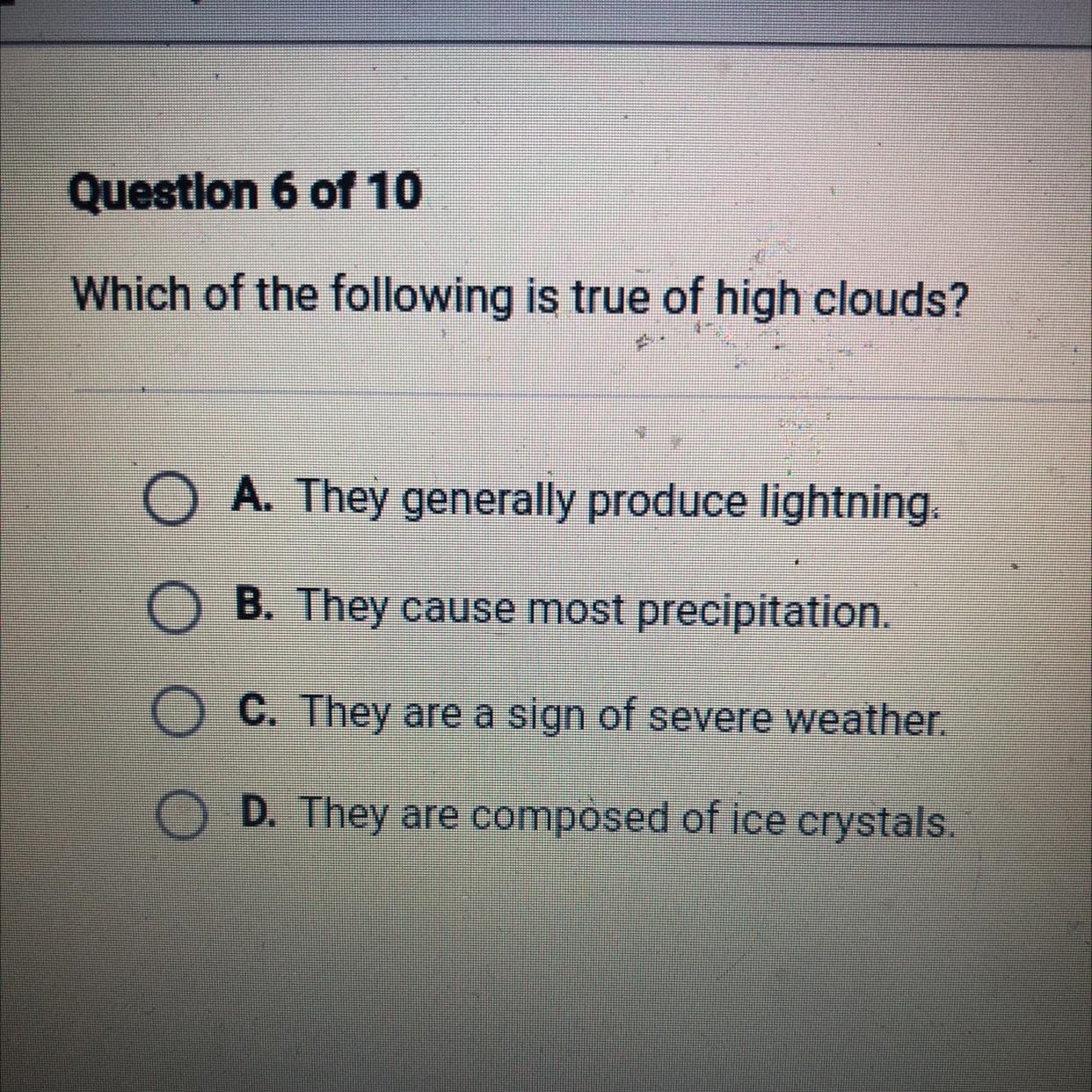 Which Of The Following Is True Of High Clouds?