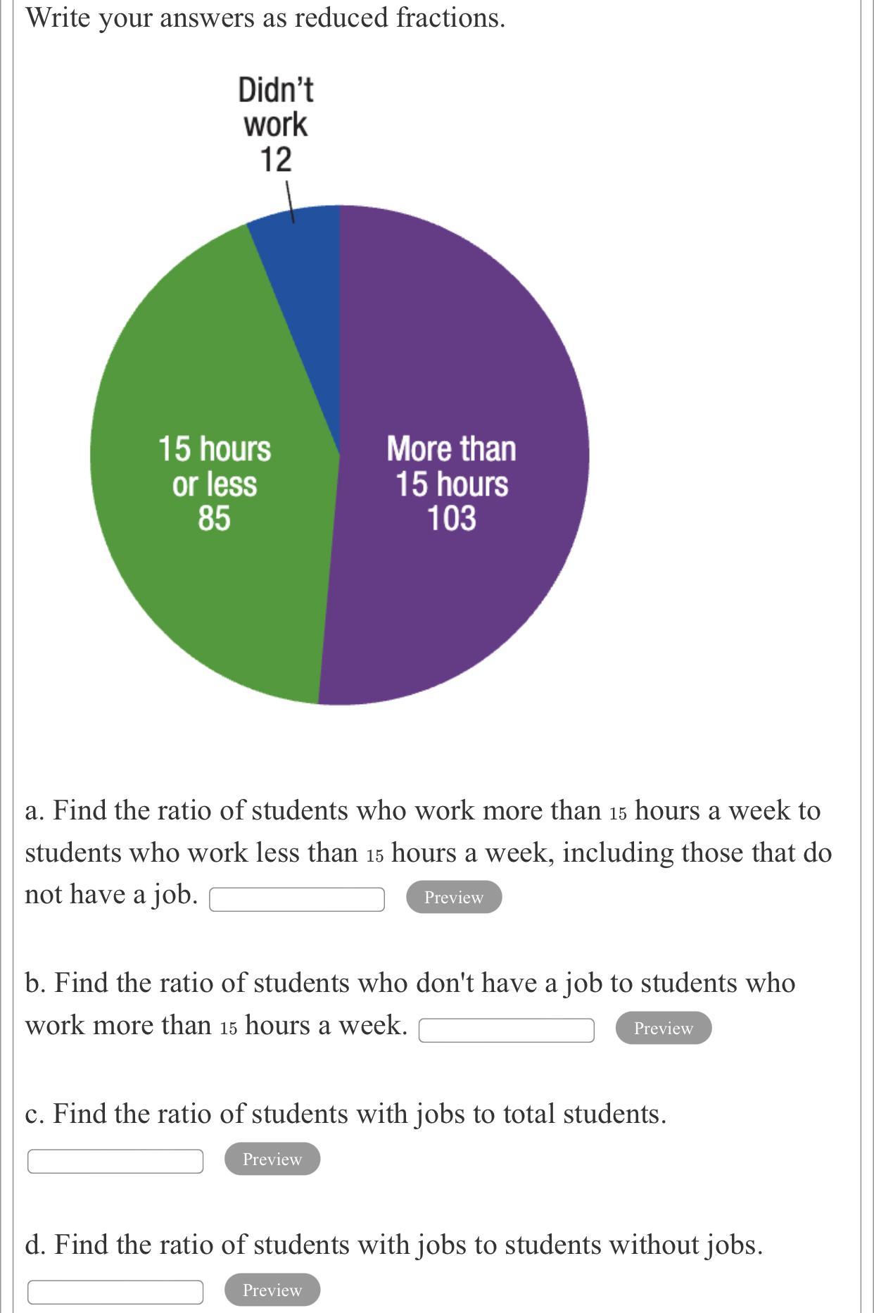 The Pie Chart Shows The Results Of Surveying 200 College Students To Find Out How Many Hours They Worked