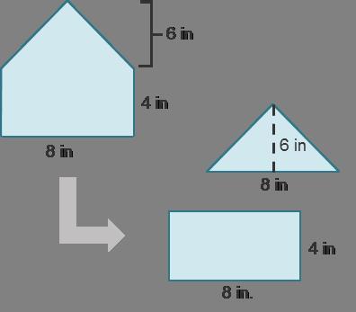 An Irregular Figure Was Broken Into A Triangle And Rectangle.The Area Of The Triangle Is In2.The Area