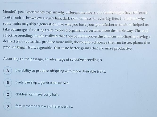 According To The Passage An Advantage Of Selective Breeding Is