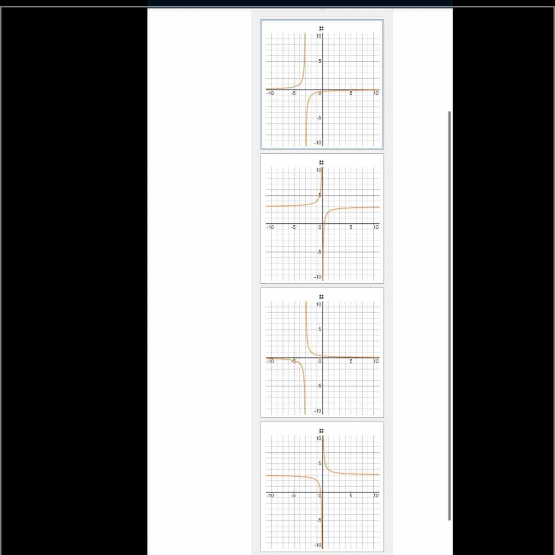 Match An Appropriate Graph To Each Equation. T (x) = 1/x+3t (x)= -1/x+3 