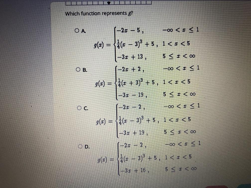 Which Function Represents G?A(-25-5,OB-00