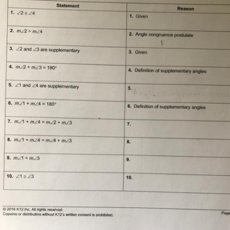 Provide Reasons For The Proof.Given: 24 And 2 And 3 Are SupplementaryProve: 1 3