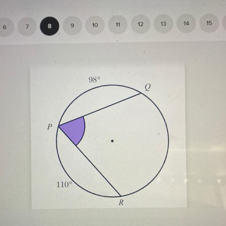 FIND ANDGLE RPQTHE NUMBER ON TOP IS 98 And The Bottom Is 110