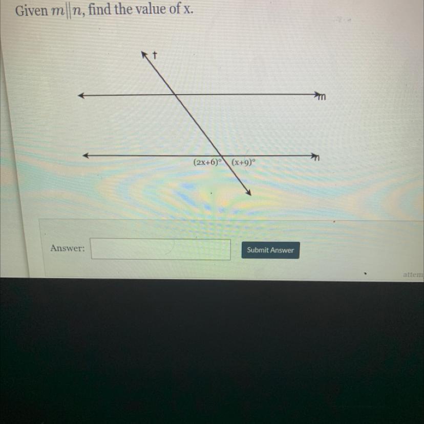 Given M||n, Find The Value Of X.+m(2x+6)(x+9)Someone Please Help?