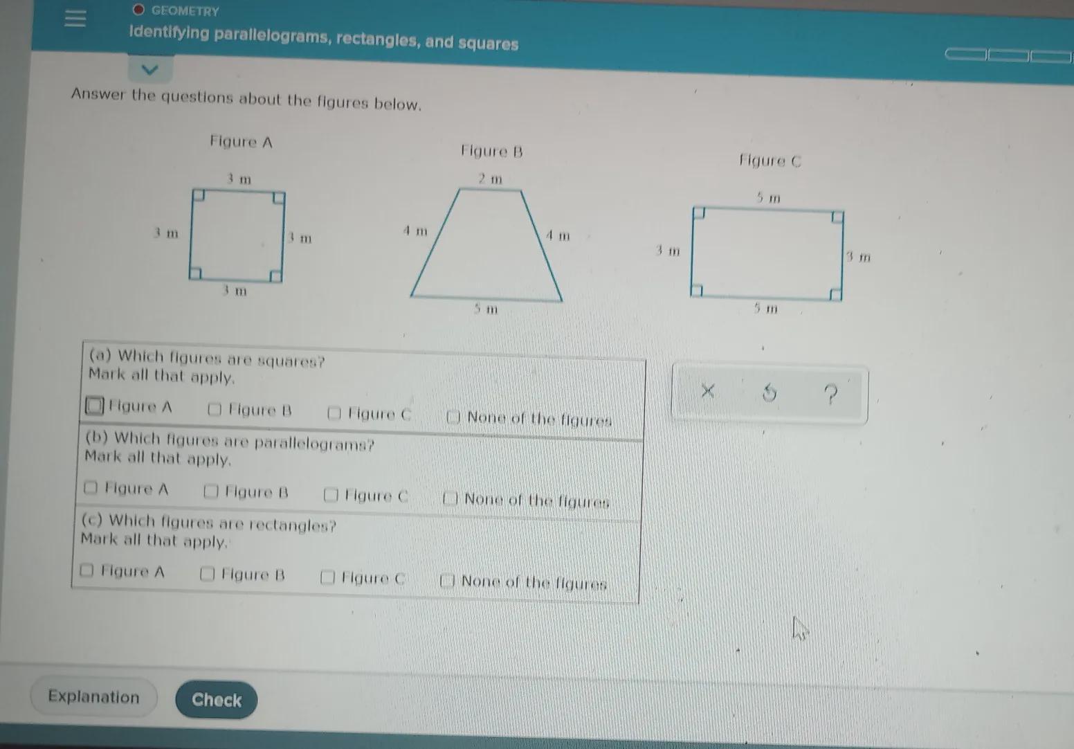 M O GEOMETRY Identifying Parallelograms, Rectangles, And Squares Answer The Questions About The Figures