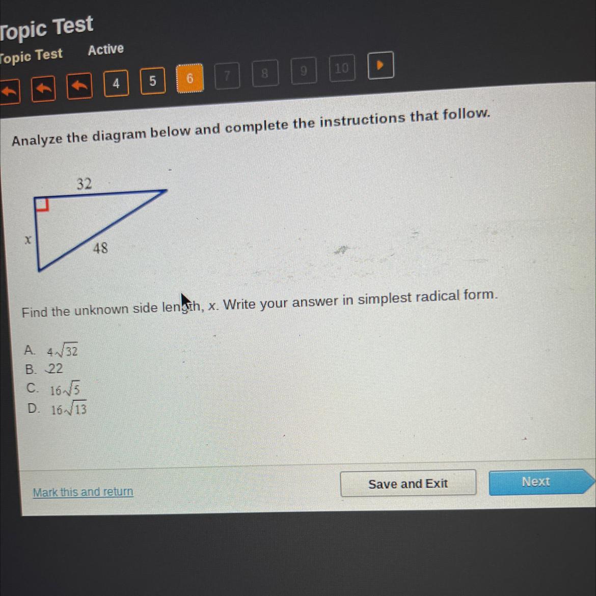 Analyze The Diagram Below And Complete The Instructions That Follow.3248Find The Unknown Side Length,