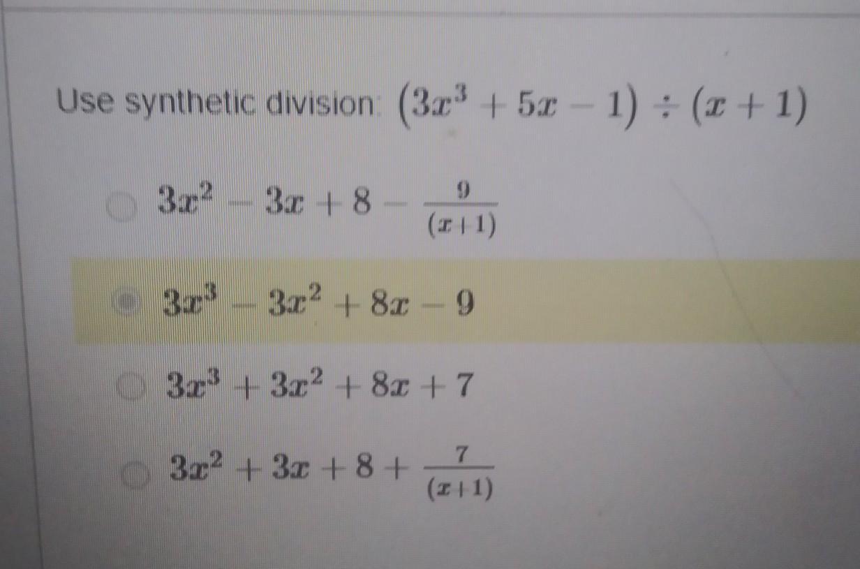 PLEASE HELP! I NEED HELP Use Synthetic Division!