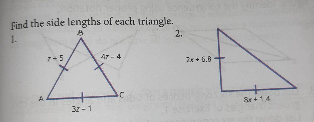 Find The Side Lengths Of Each Triangle. (pahelp Po Please Thank U)