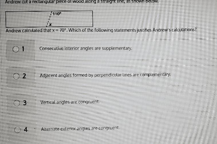 Question 4! Andrew Cut A Rectangular Piece Of Wood Along A Straight Line, As Shown Below. 110 Andrew