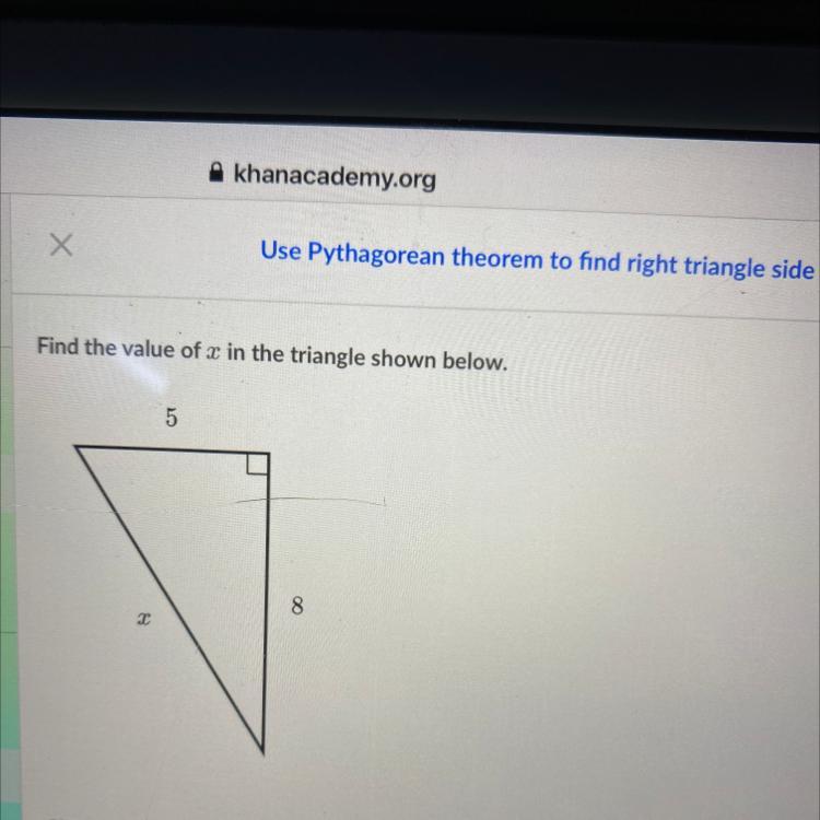 Please Help. Find The Value Of X In The Triangle Shown Below.58