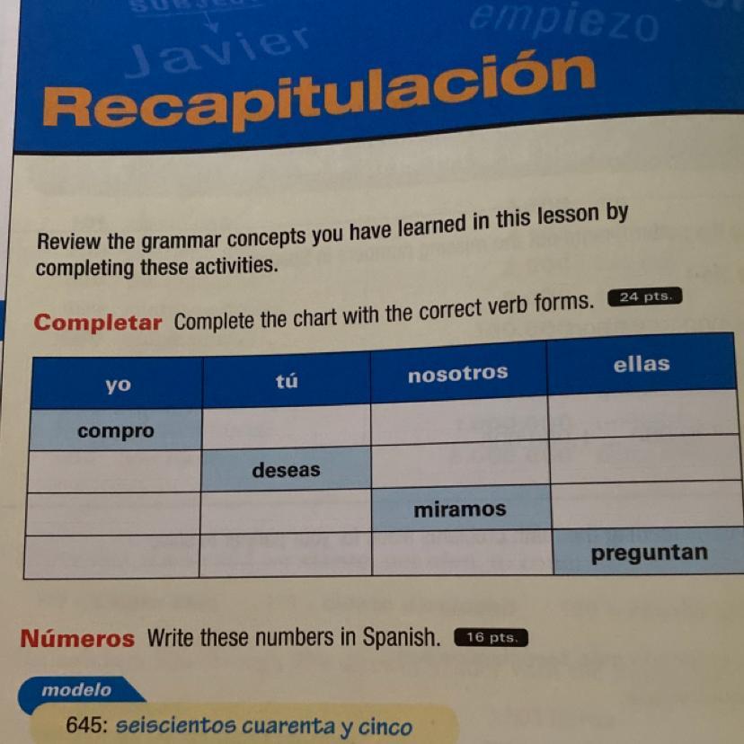 Please Help Answer This Spanish For Me!! 