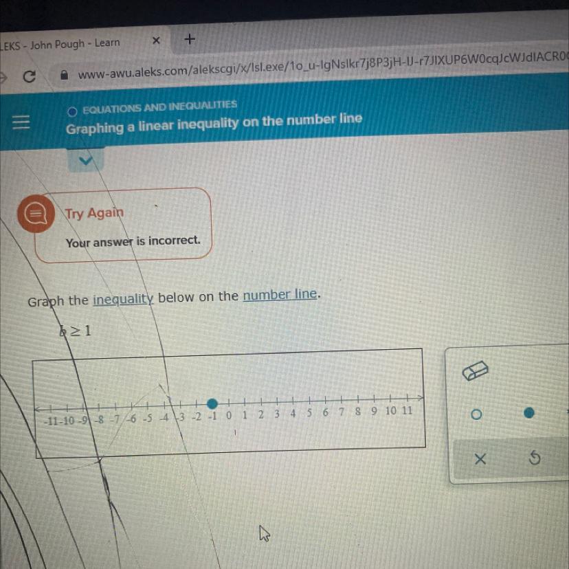 Graphing A Linear Inequality On The Number LineGraph The Inequality Below On The Number Line.b&gt;1-11