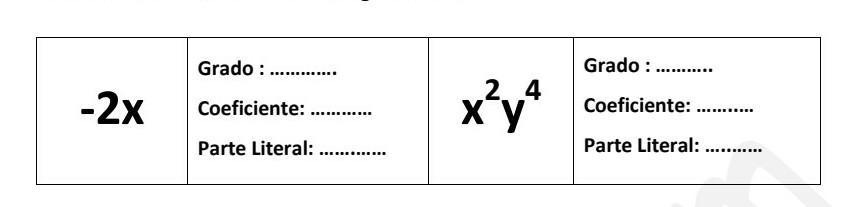 Drag Each Item To Its Correct Place Es De Monomios