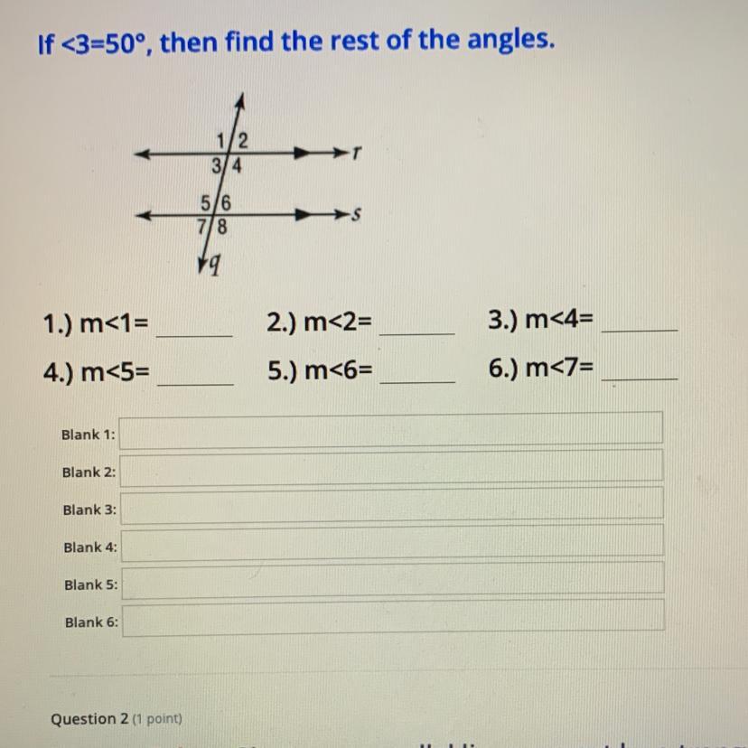 If &lt;3=50, Then Find The Rest Of The Angles