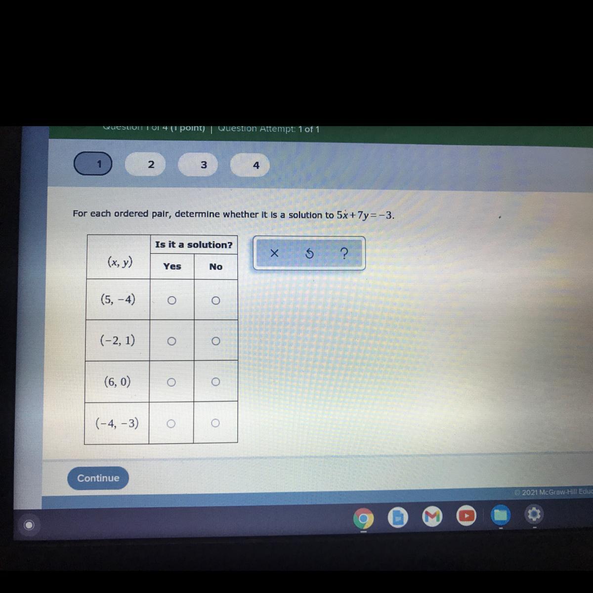 For Each Order Paid Determine Whether It Is A Solution To 5x+7y=-3