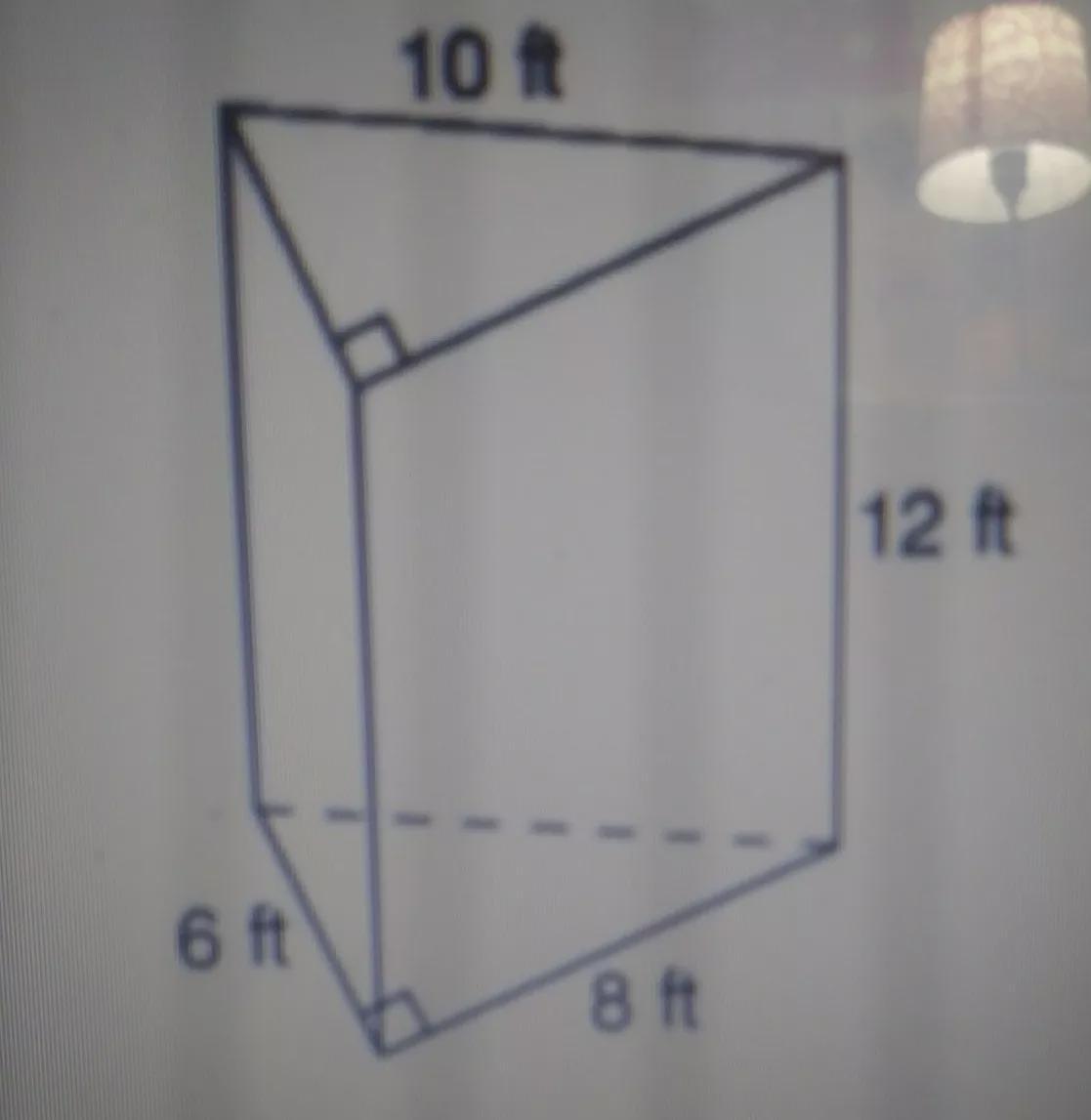 What Is The Value Of B ( Area Of The Base) For The Following Triangular Prism?40 Ft^248 Ft^260 Ft^224ft^2