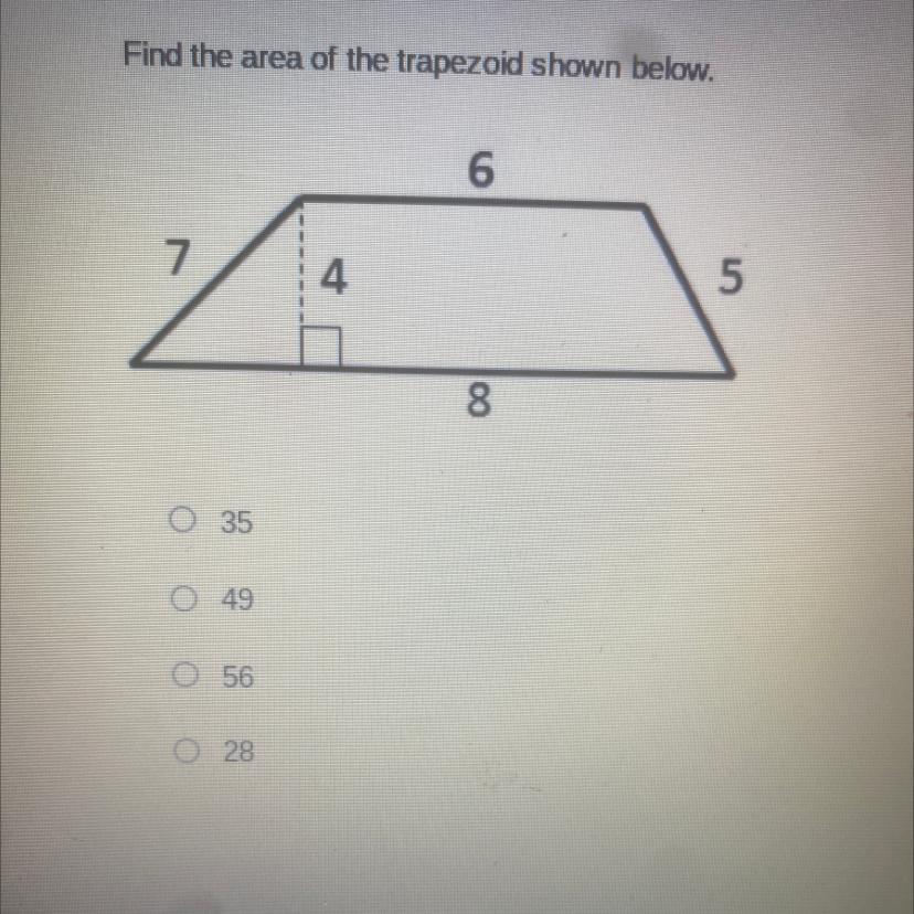 Find The Area Of The Trapezoid Shown Below