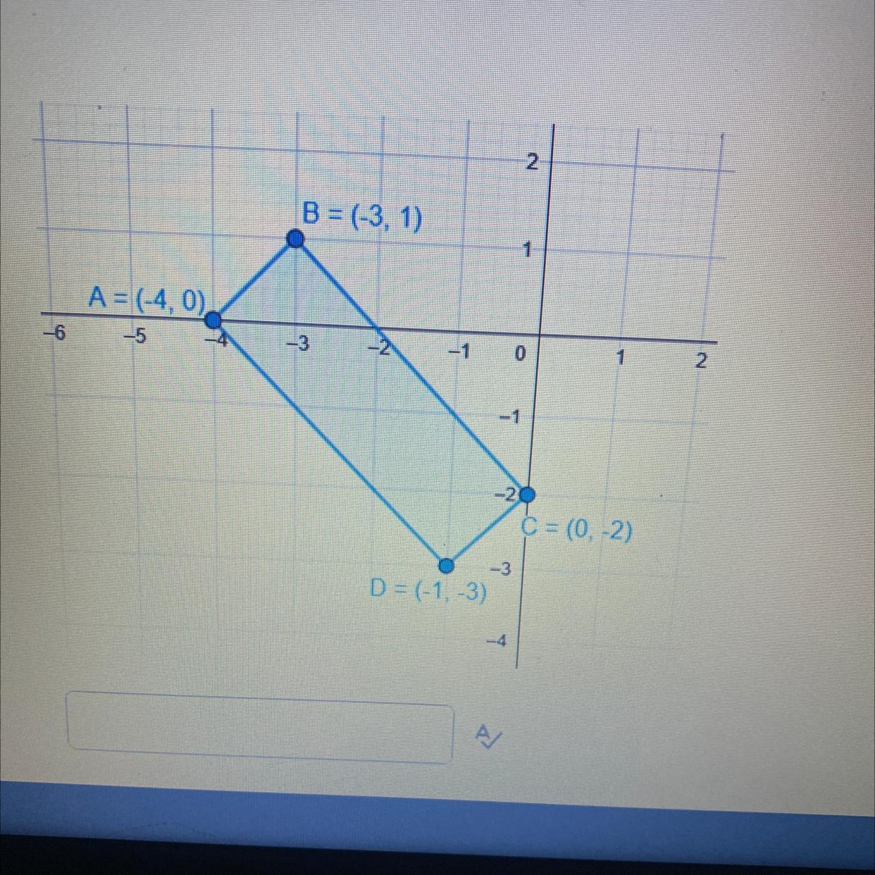 What Is The Area Of The Rectangle With Verticals At A(-4,0), B(-3,1) C(0,-2) And D(-1,-3)? Use The Distance