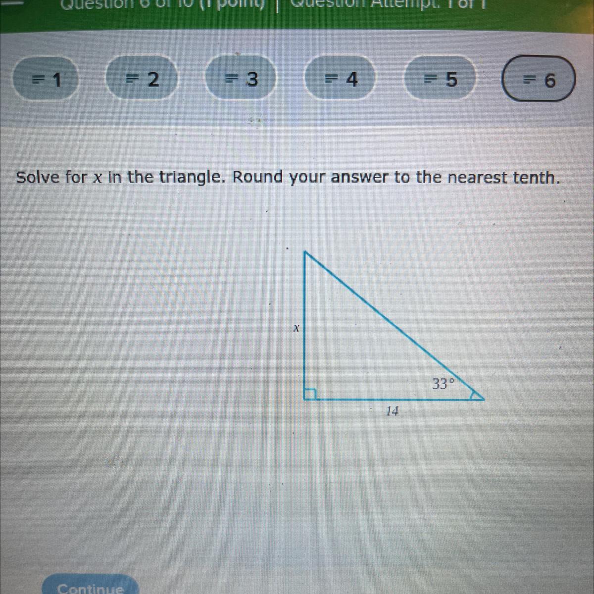 Solve For X In The Triangle. Round Your Answer To The Nearest Tenth 