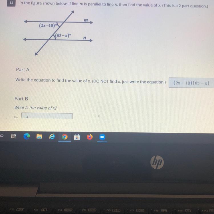 13In The Figure Shown Below, If Line Mis Parallel To Line N, Then Find The Value Of X. (This Is A 2 Part