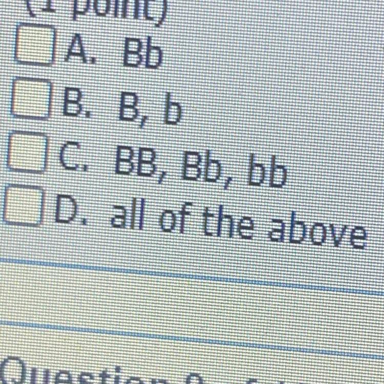 Given A Parent Genotype Of Bb, What Are The Possible Gametes That They Can Produce?