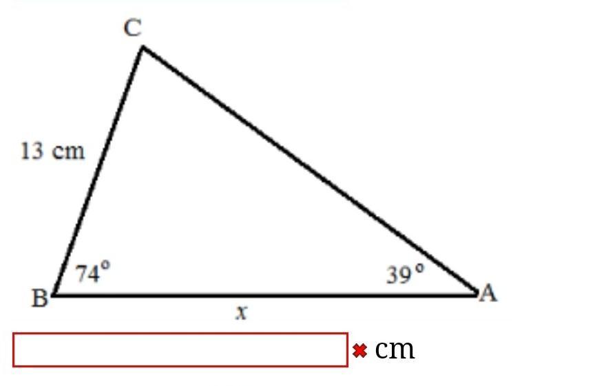 Solve For The Unknown In The Following Diagram. Round The Answer To Two Decimal Places.cm