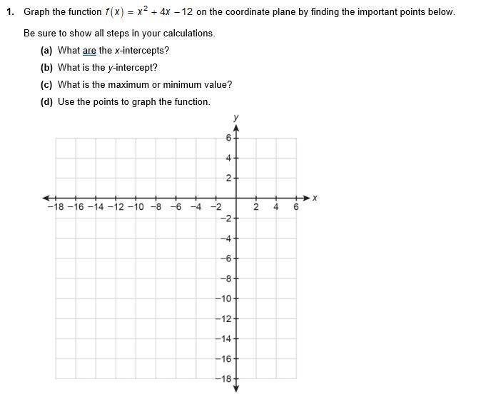 Please Help Me With This Question:Graph The Function F(x) = X^2 + 4x - 12 On The Coordinate Plane By