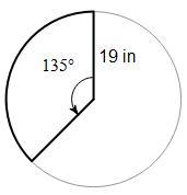 Find The Area The Sector.arc Circle 7A. 10834 InB. 10838 InC. 574 InD. 38 In