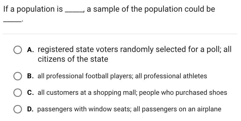 If A Population Isa Sample Of The Population Could Be