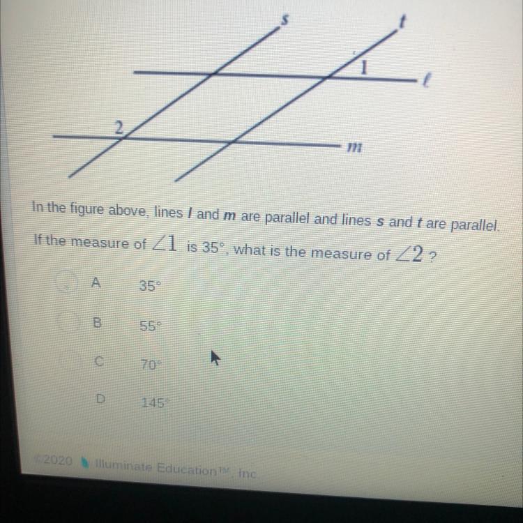 In The Figure Above, Lines L And M Are Parallel And Lines S And T Are Parallel If The Measure Of &lt;1