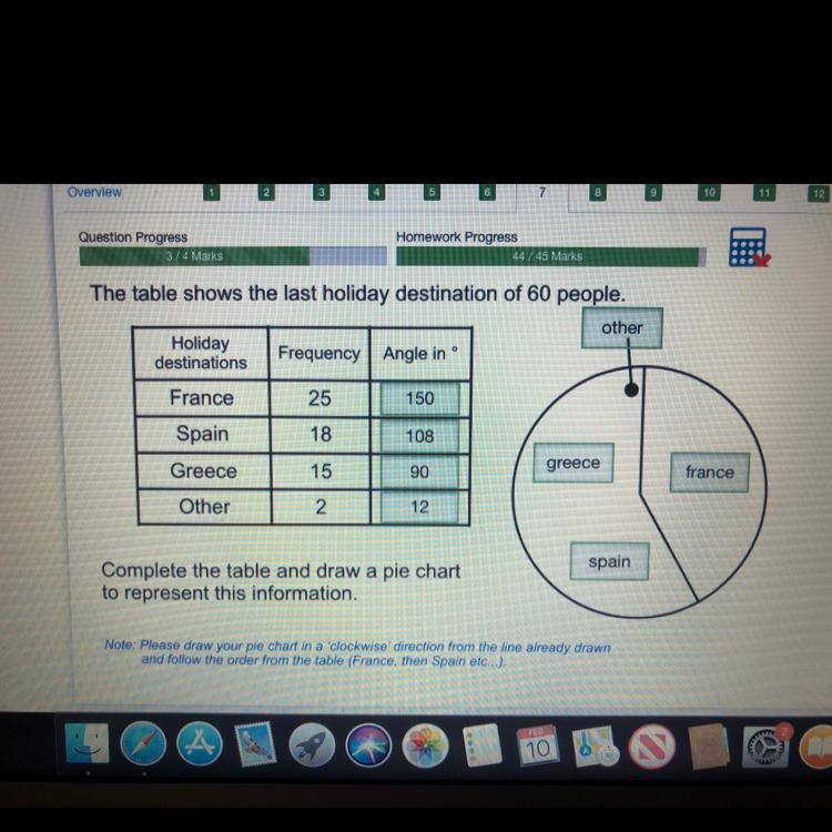 The Table Shows The Last Holiday Destination Of 60 People 