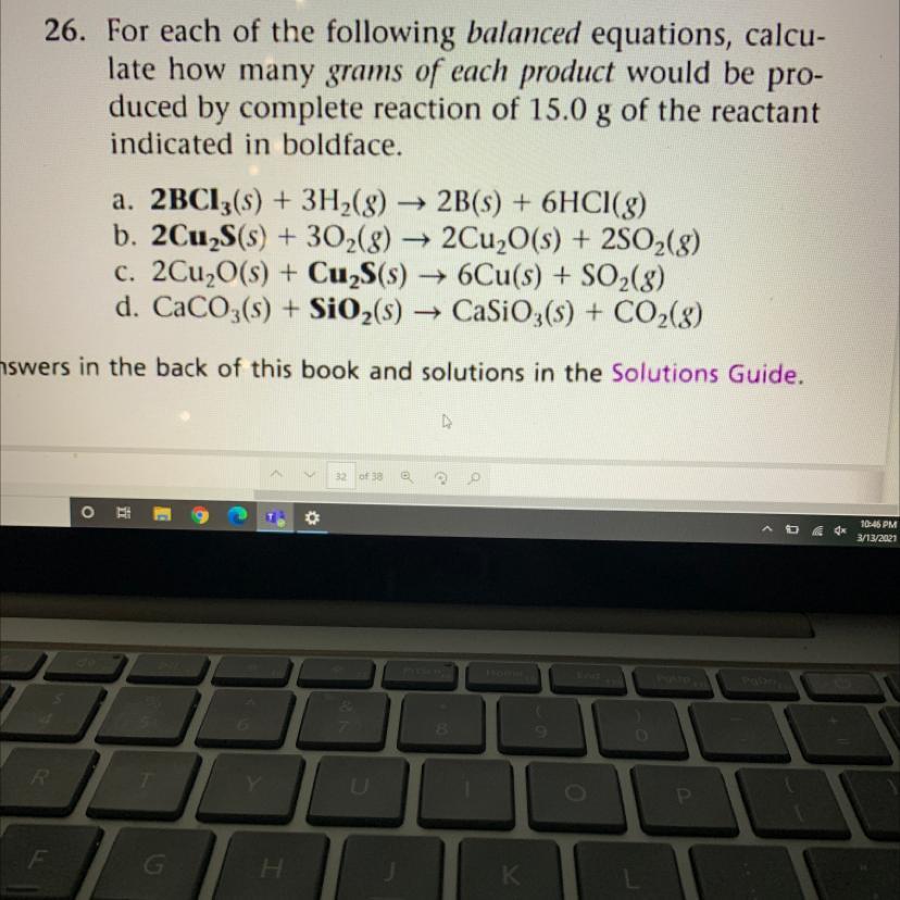 For Each Of The Following Balanced Equations, Calculate How Many Grams Of Each Product Would Be Produced