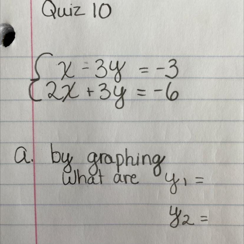 Sx-3y =-3(2x + 3y = -6a. By Graphing,What Arey =Y2=