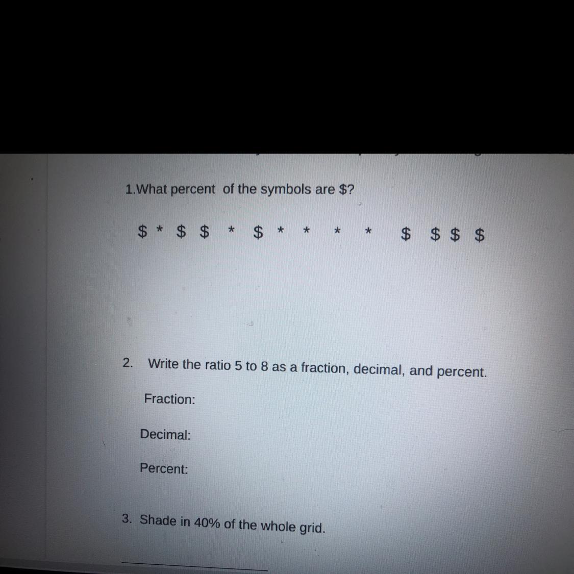 What Percent Of The Symbols Are $?$ ** $ $*** **$ $ $ $Plzzzzz Help