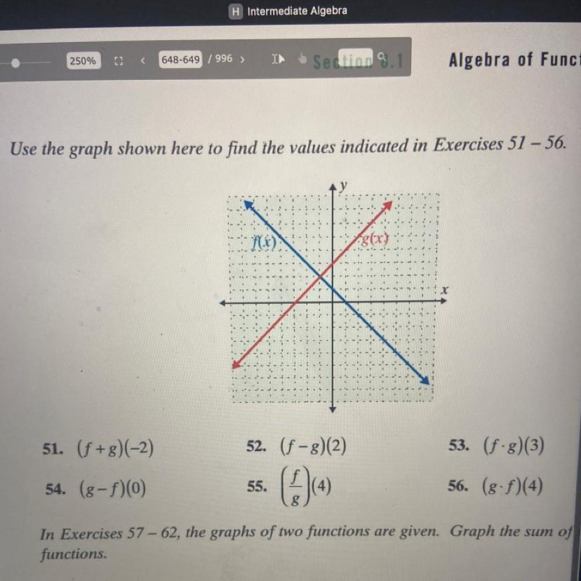 Question 55?Use The Graph Shown Here To Find The Value Indicated?