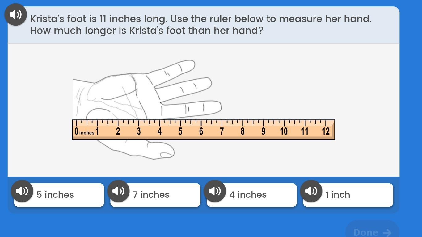 Kira's Foot Is 11 Inches Long. Use The Ruler Below The Measure Her Hand. How Much Is Long Kristi's Foot