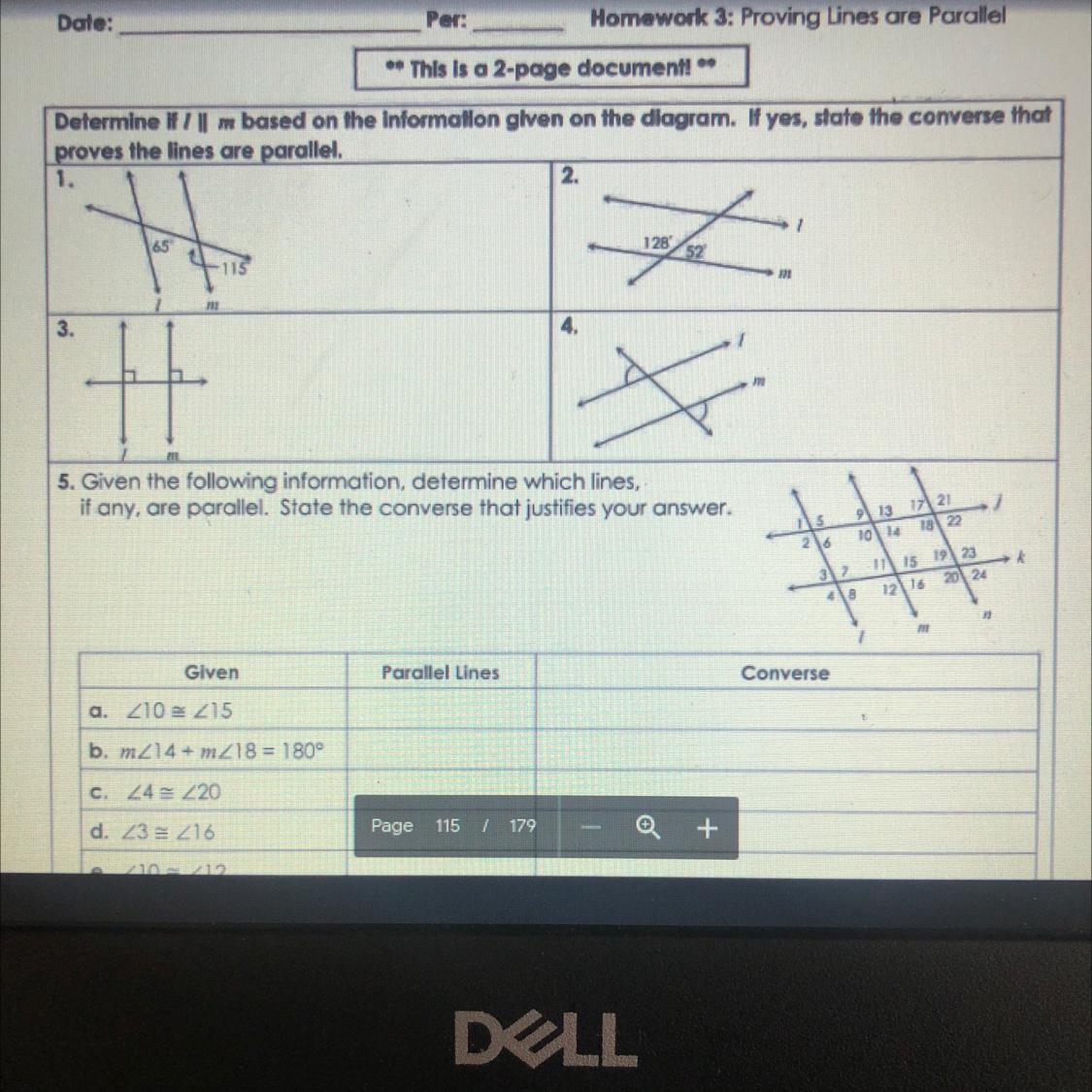 Unit 3 Homework 3 Proving Lines Are ParallelI Need Help On 1,2,3,4