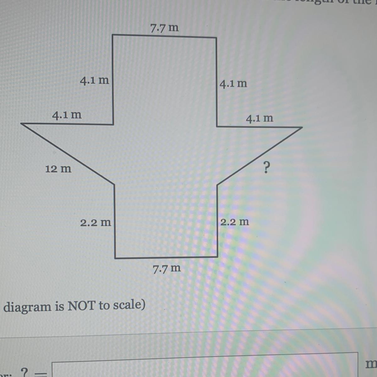 The Perimeter Of The Figure Below Is 61.1 M. Find The Length Of The Missing Side.