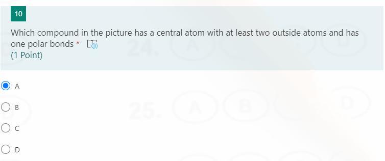 Which Compound In The Picture Has A Central Atom With Four Outside Atoms And Has At Least One Nonpolar