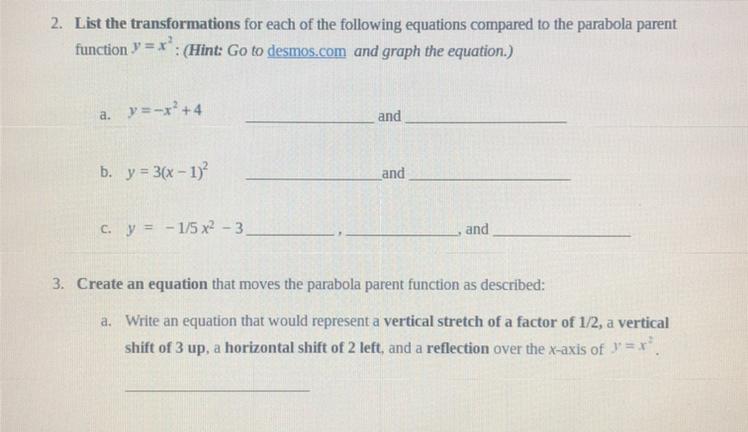 Can Somebody Help Me With 2.) C? Thx, This Is Algebra 2. 