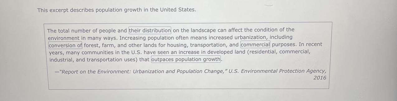 Based On The Excerpt, How Might Population Growth Affect The Environment?A. Less Farming Will Lead To