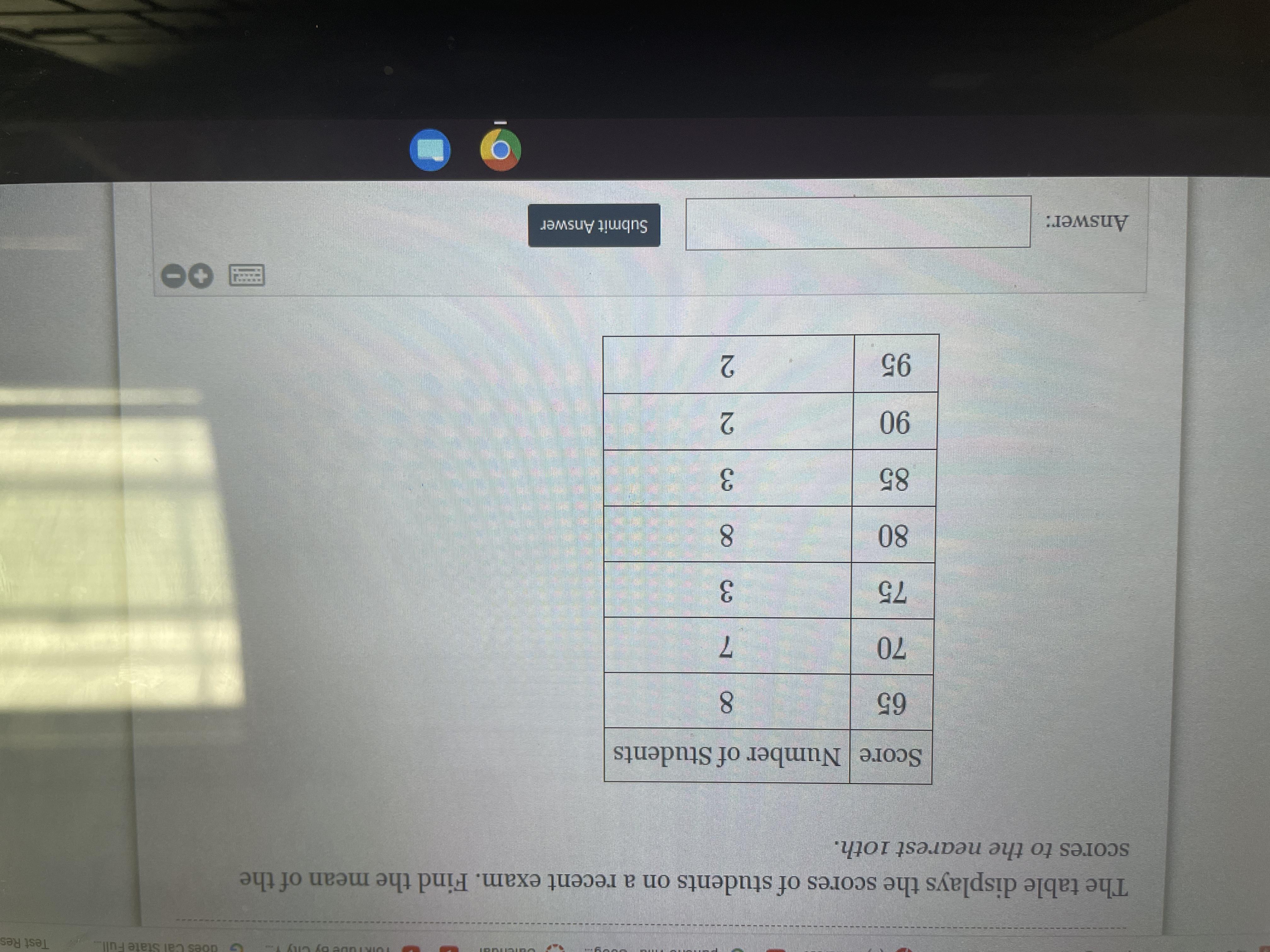 The Table Displays The Scores Of Students On The Recent Exam. Find The Mean Of The Scores To The Nearest