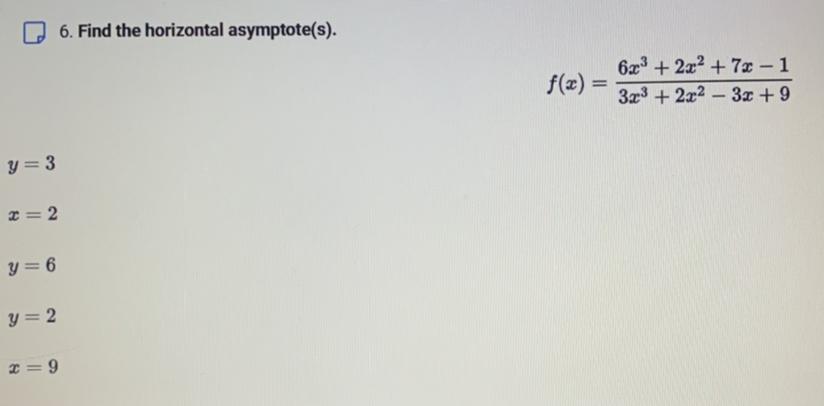 Find The Horizontal Asymptote(s).