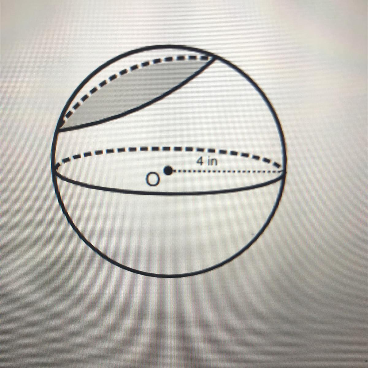 The Diagram Shows A Sphere With Center O And A Radius Of 4 Inches That Has Been Cut By A Plane. The Cross-sectionformed