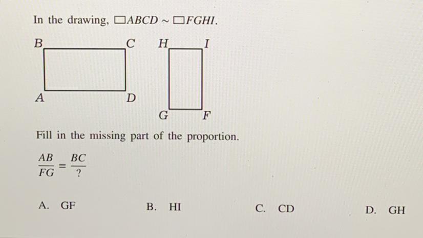 Fill In The Missing Part Of The Proportion.GHC. CDB. HIA. GF