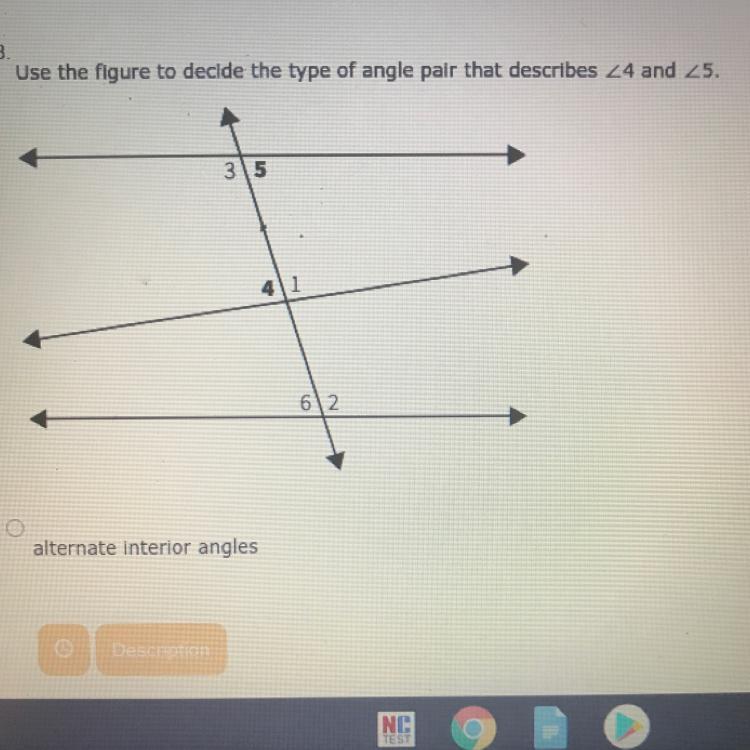 Use The Figure To Decide The Type Of Angle Pair That Describes 4 And 5