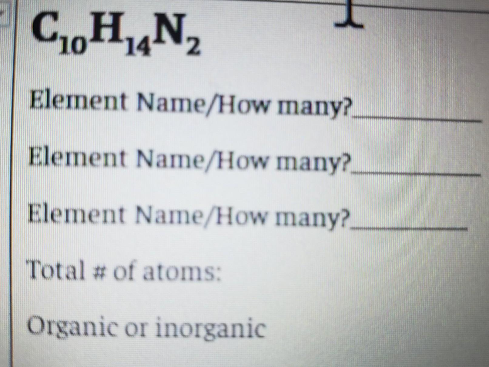 Please Count Compound List Each Element And The Amount Of Each And Then Figure Out The Total Of The AtomsNEED